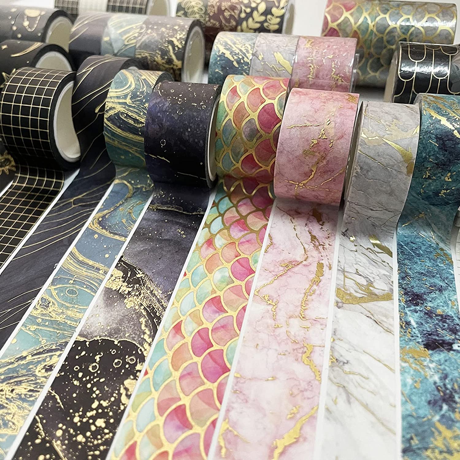 20 Rouleaux Ruban Washi Tape Set, AdhéSif Décoratif Masking Tape, Ruban Adhésif Washi Tape Pour Scrapbooking, Journal, Bricolage, L'Emballage De Cadeaux, Agendas, Livres, Albums, Claviers, Murs (A