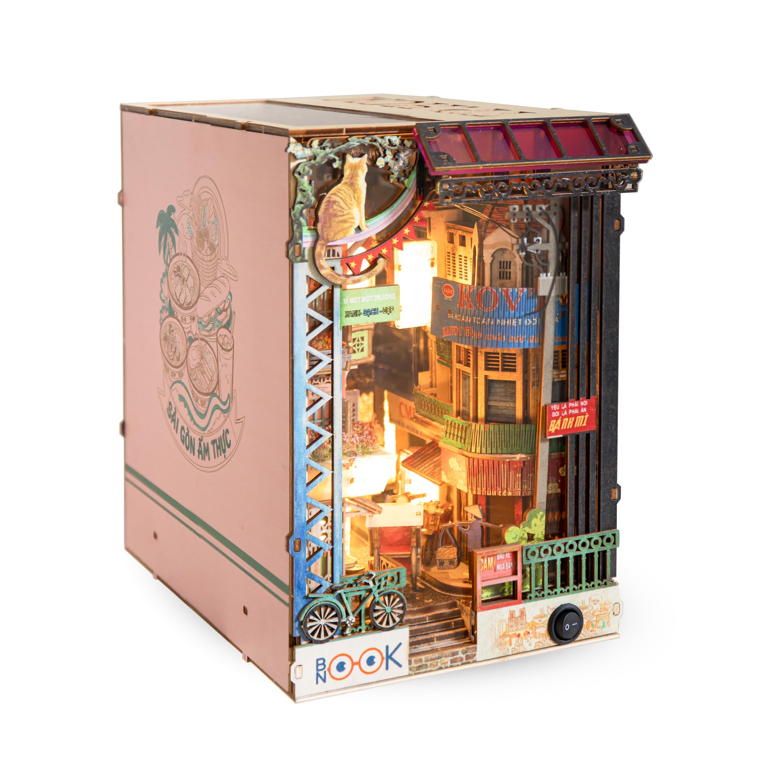 Kit fai da te in miniatura Vietnam, angolo del libro di strada di Saigon, kit per la costruzione di diorama illuminato a LED, regali artigianali per adolescenti e adulti, kit modello in miniatura con