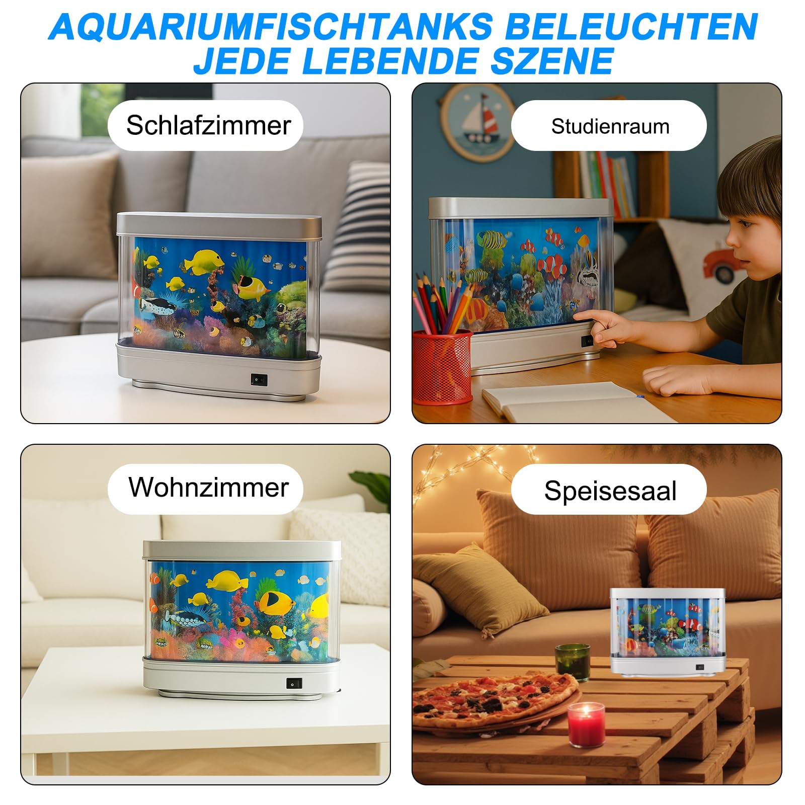 Led Dynamische Virtueller Fish Tank - KüNstliche Mini Aquarium Lampe lavalampe, Künstliches Aquarium Nachtlicht, Landschaft Ozean