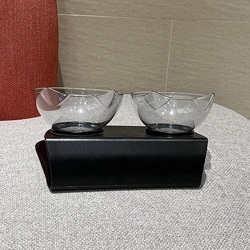 Vista 25 de Luck Dawn Cuencos elevados dobles para gatos con soporte elevado, 15 cuencos inclinados para gatos, soporte protector de cuello, comedero elevado