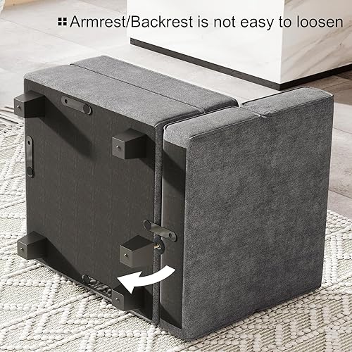Miniatura 5 de Belffin Módulo de respaldo modular de tela para sofá seccional, reposabrazos y respaldo, parte lateral seccional, color gris oscuro
