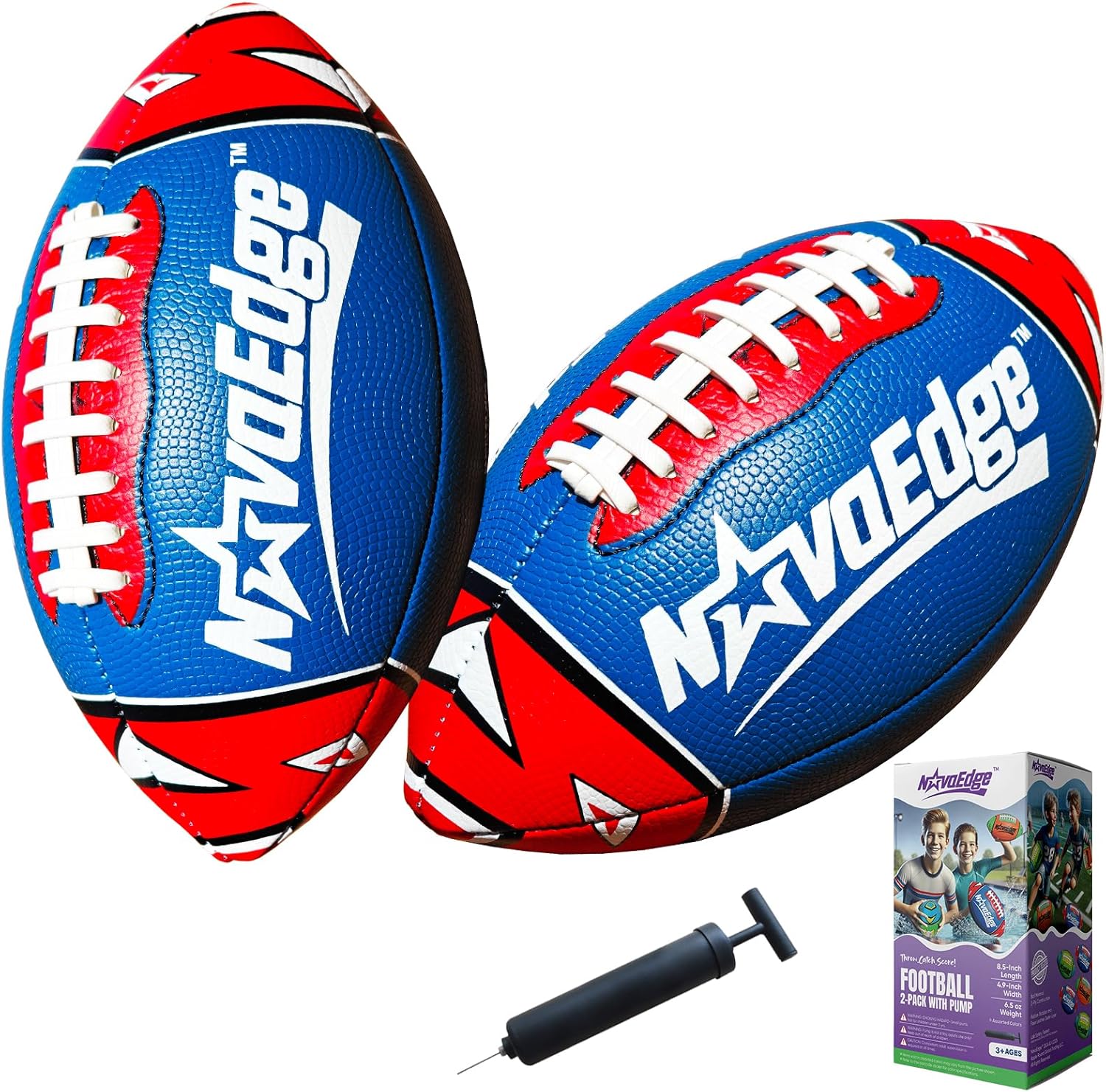8.5-Inch All-Weather Football for Kids | Land & Water Play on Lawn, Playground, Pool, Beach | Waterproof with Grips & Laces | Includes Pump | Choose 1 or 2 Ball Pack