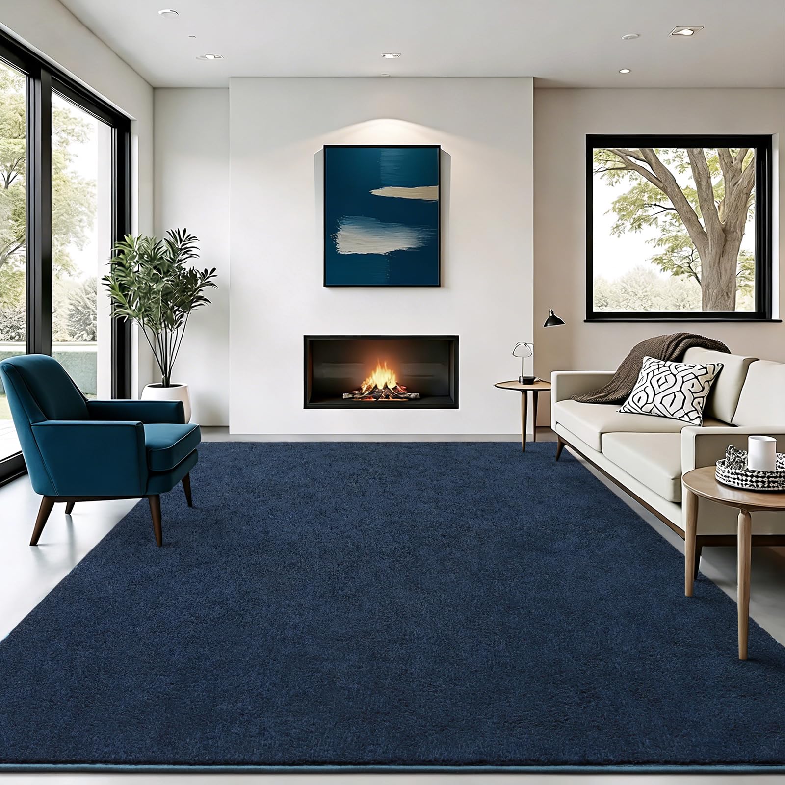 Amazon.com: B BENRON Soft Rugs for Living Room 4x6 Navy Blue