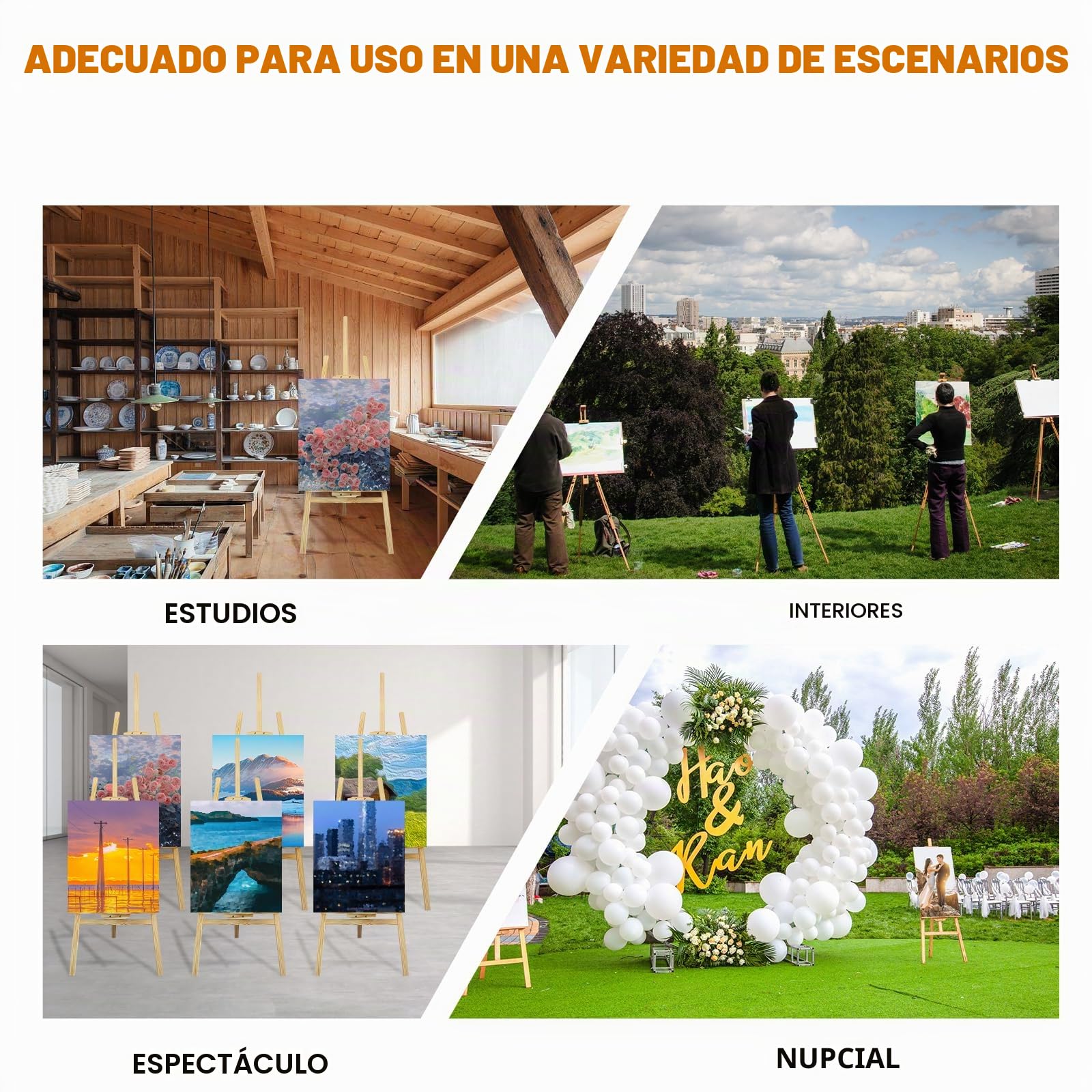 Caballete de estudio de 175 cm – Caballete de madera para signo de boda – Soporte para dibujo de boda