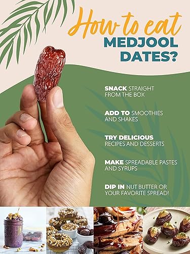 Miniatura 10 de Natural Delights Medjool Dates - Medjool orgánico grande y regordete certificado por USDA Medjool, sin OMG verificado, buena fuente de fibra,