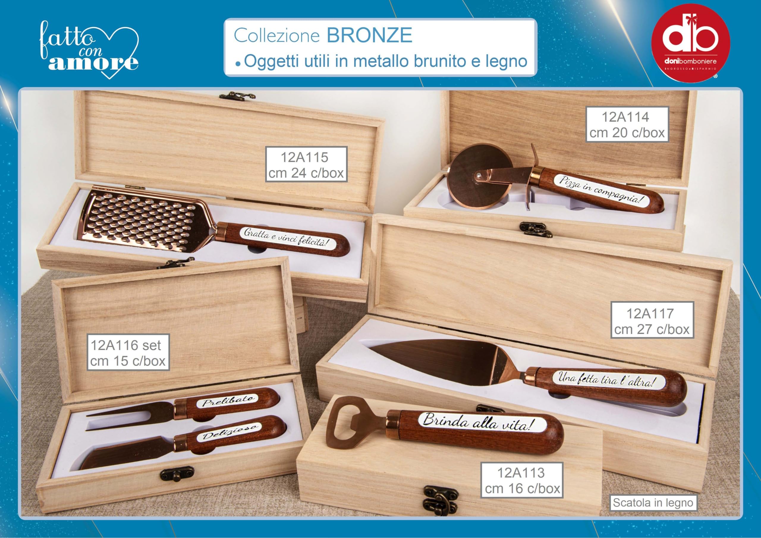Doni Bomboniere Matrimonio 4PZ Set Coltellini Formaggio con Scritte Partecipazioni Nozze Pensierino Utili Anniversario Cucina sui Manici Prelibato Edelizioso Idee Regalo Complete Originali Economiche