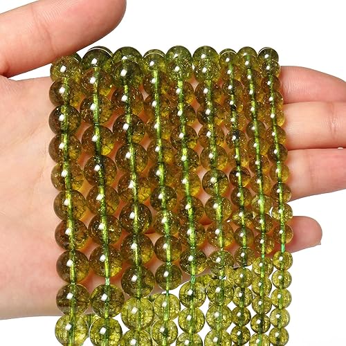 Aproximadamente 45 cuentas de piedra natural de 516 pulgadas (8 mm) con cuentas de peridoto que son piedras preciosas para hacer joyería, pulseras y