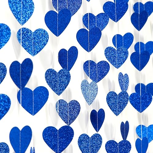 Miniatura 15 de Guirnalda de papel azul marino, blanco y plateado, decoración colgante de revelación de género de 52 pies, banderín de graduación, compromiso, Azul