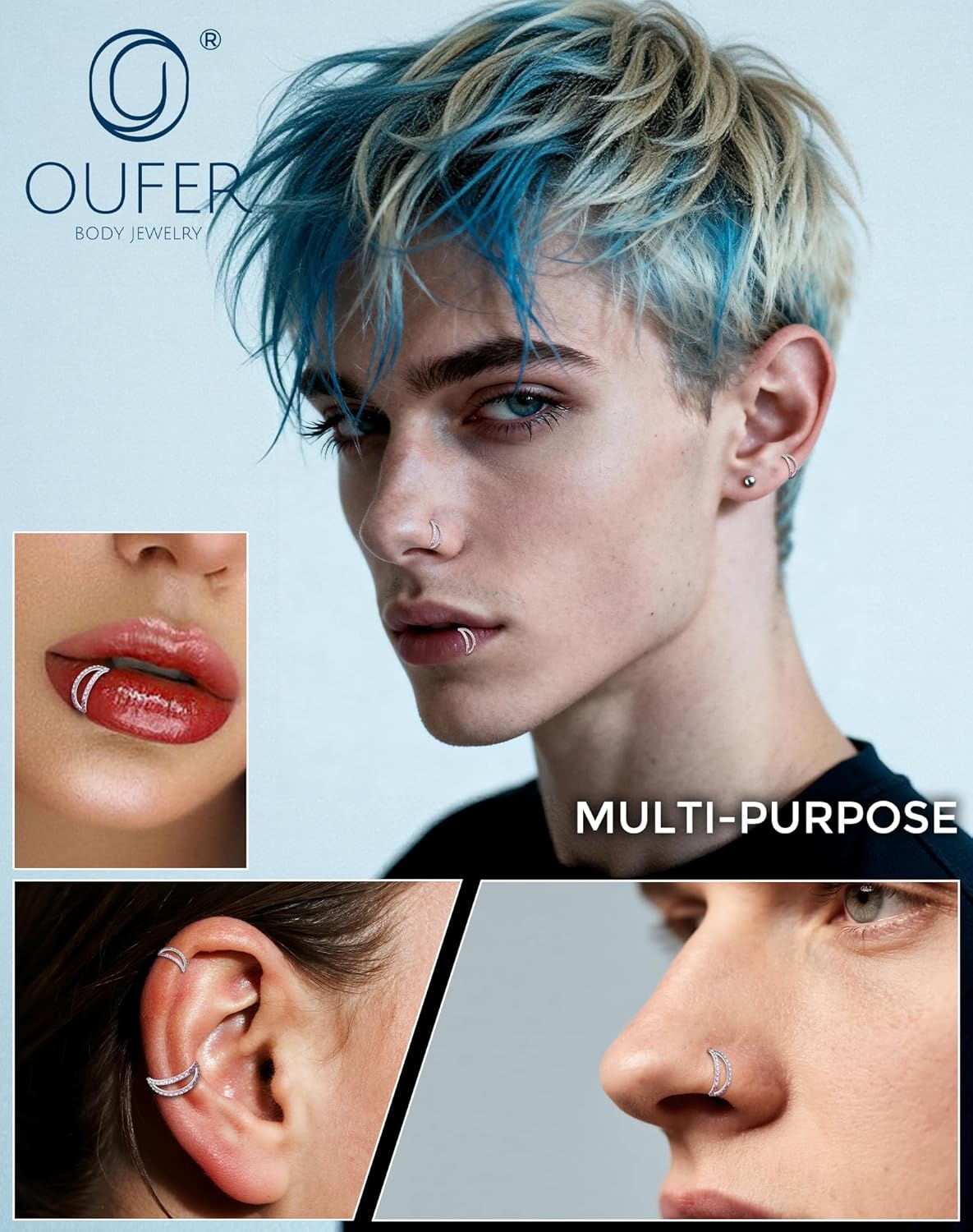 OUFER Double Hoop Nose Ring Christmas Nose Piercing Nose Rings Hoops Surgical Steel, Elegant Hoop Nose Rings for Women Festive Xmas Nostril Piercing Jewelry - Image 6