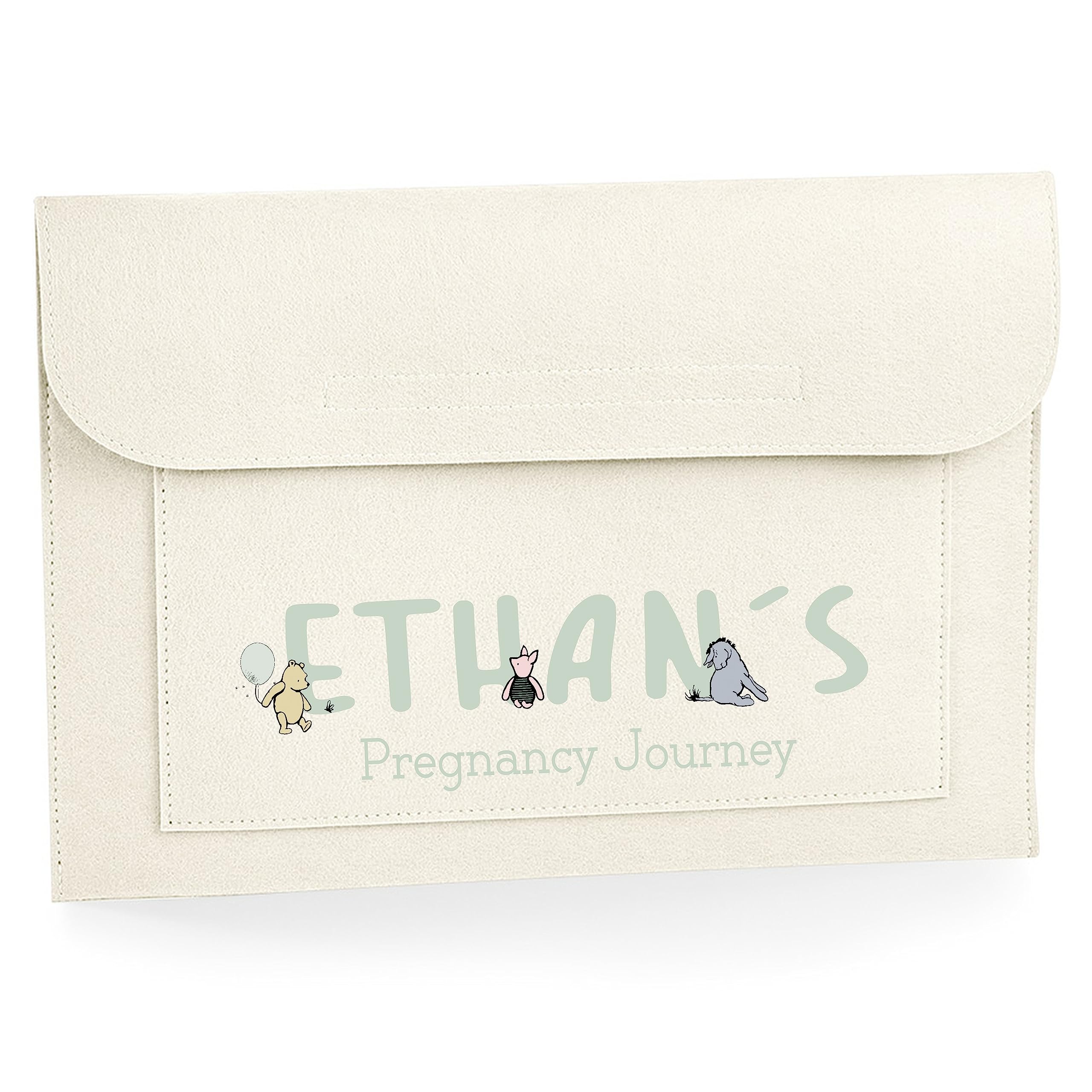 Personalised Classic Pooh Bear Hundred Acre Wood Pregnancy/Maternity Notes Document Folder - Keep NHS Medical Notes Safe - IVF Journey