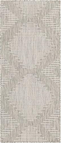 Miniatura 2 de Unique Loom Outdoor Modern Collection - Alfombra de área - Tambor (2 pies x 5 pies 1 pulgada, grismarfil)