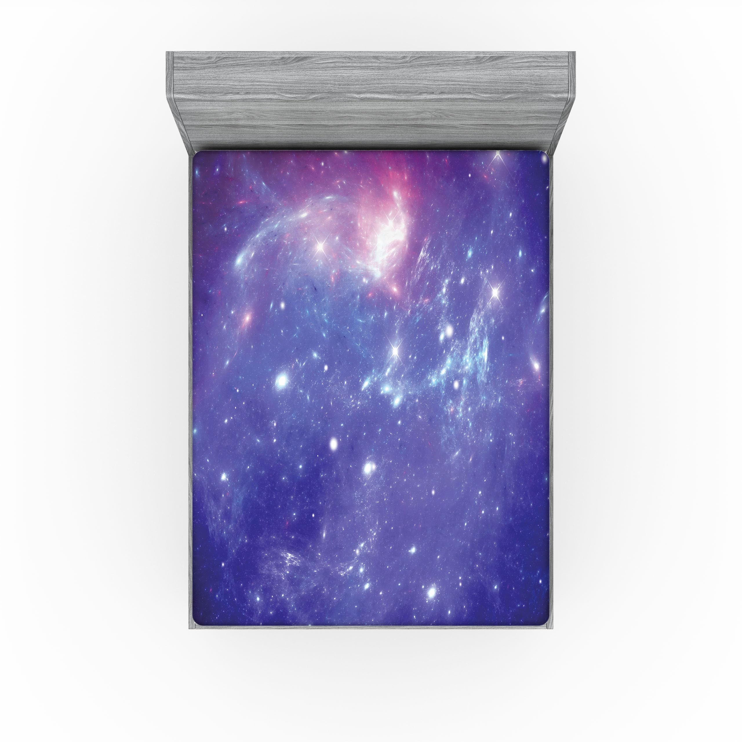 Ambesonne Nebula 2 Pack Fitted Sheet, Milky Way Galaxy Stars, Bed Cover All-Round Elastic Deep Pockets 2 Pieces, Package Contains 2 Queen Size Fitted Sheets, Purple Navy