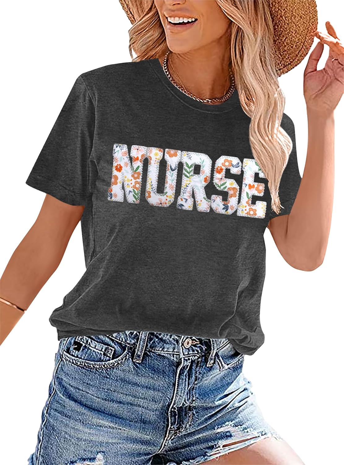 Nurse Shirts for Women: Embroidered Nurse T-Shirt Gift for Nurse Short Sleeve Tee Tops - Image 3