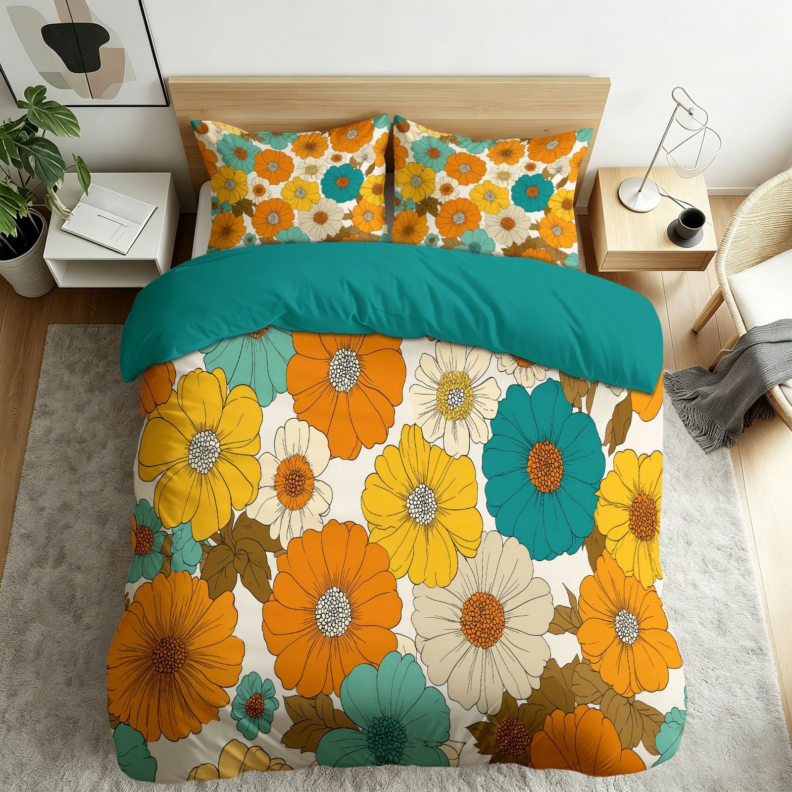 Ropa de cama de verano verde oscuro 135x200 cm con funda de almohada 80x80