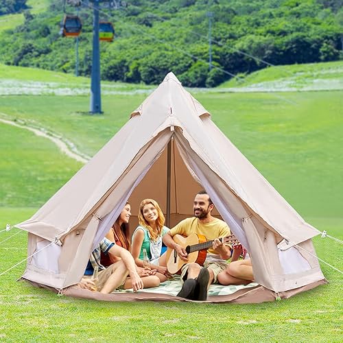 Miniatura 3 de Tienda Campana de campaña de lona impermeable de 118 pulgadas para todas las estaciones, poste central de 6.5 pies, tienda de campaña de algodón de