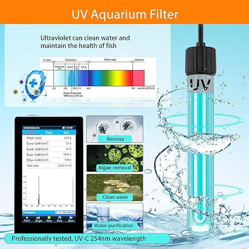 Miniatura 3 de hygger Filtro U-V para acuario para tanque de 10 a 40 galones, filtro sumergible de bomba de 12 W para agua verde y limpieza de algas, filtro