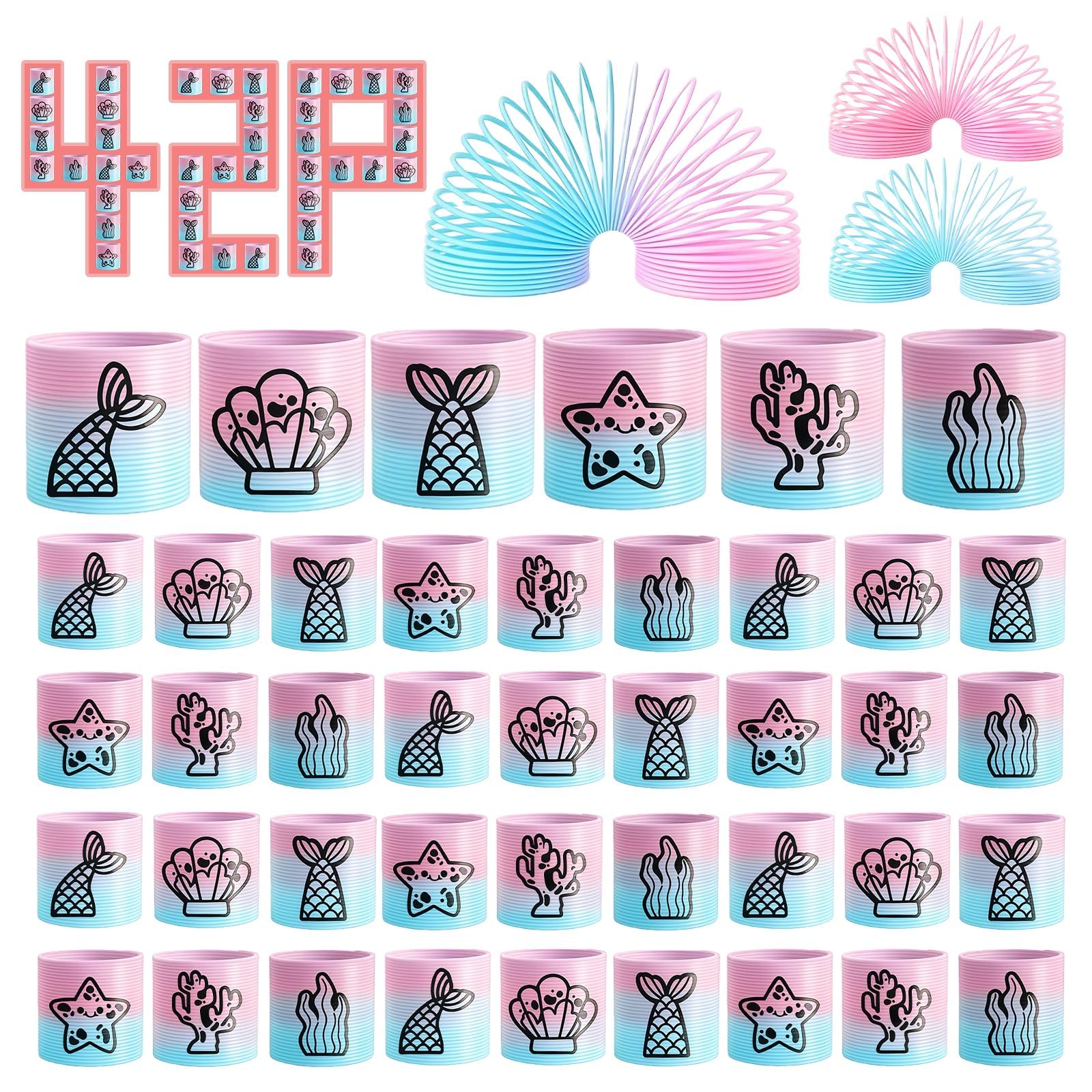42 Pack Mini Ocean Spring Party Favors for Kids 3-5 4-8,Magic Coil Toys