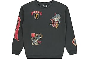 Mens Embroidered Tom & Jerry Crewneck - A Nostalgic Cartoon Classic
