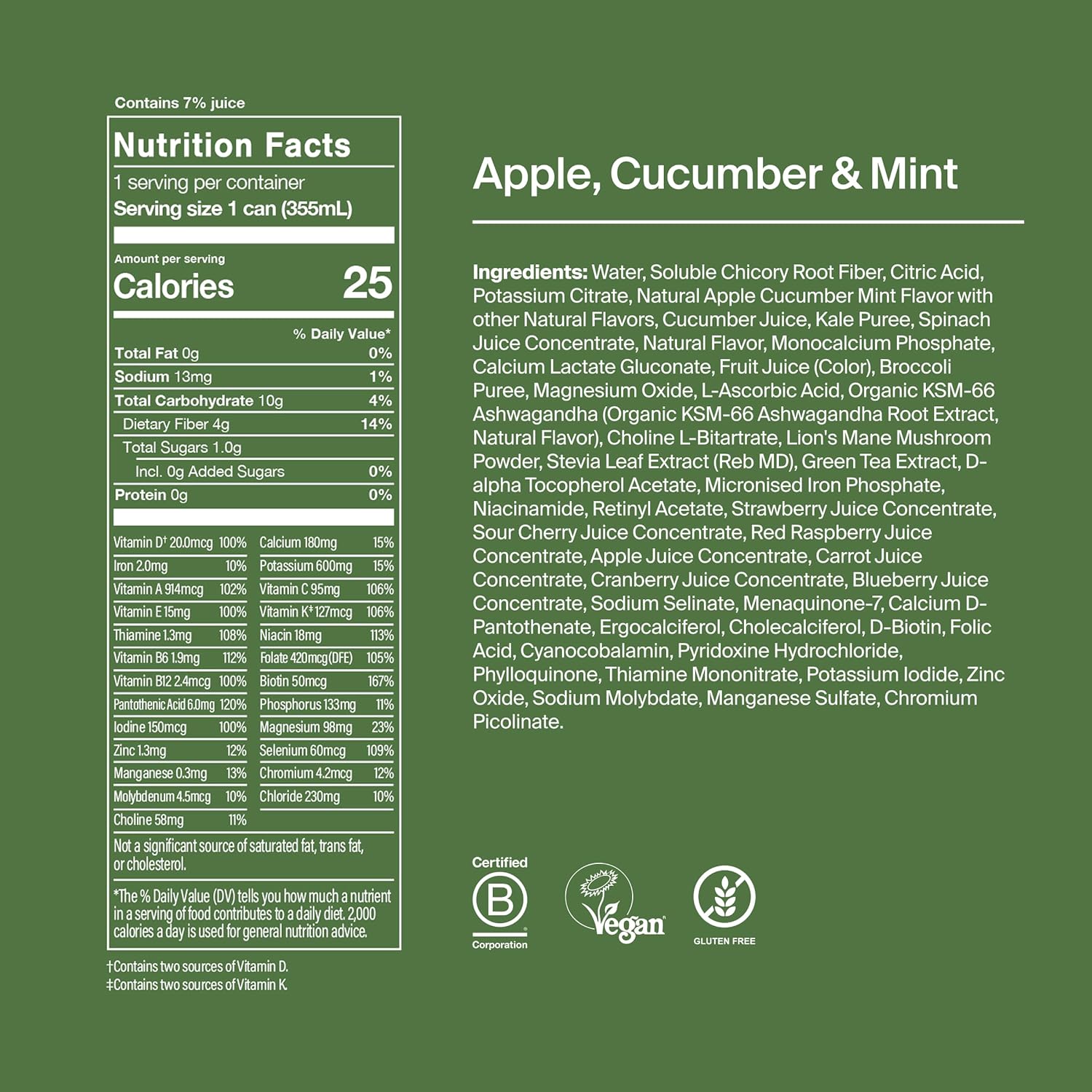 Huel Daily Greens Ready-to-Drink | Apple Cucumber Mint Superfood Greens | 91 Vitamins, Minerals, and Wholefood-Sourced Ingredients | Adaptogens, Antioxidants, Gut-Friendly Probiotics | 12 Fl Oz, 12 Pk - Image 4