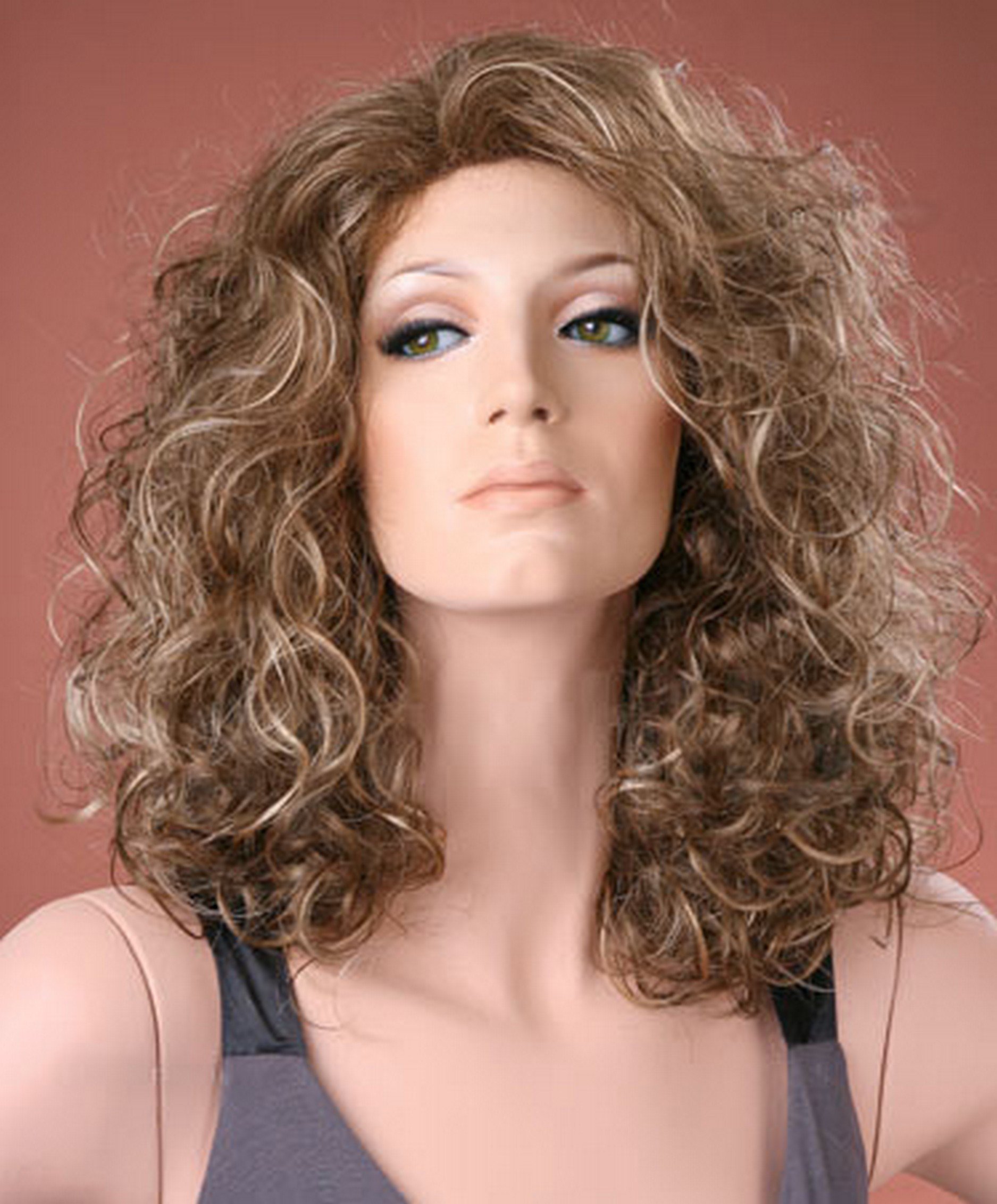 Forever Young UK Ladies Long Bouncy Curls Ash Brown with Blonde Curly Fashion Wig