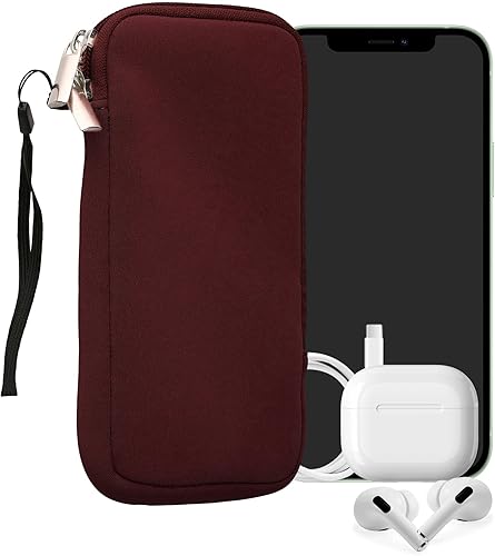 kwmobile Funda de neopreno para teléfono tamaño XXL - 7 pulgadas - Bolsa móvil universal con cremallera, correa para la muñeca - Berry