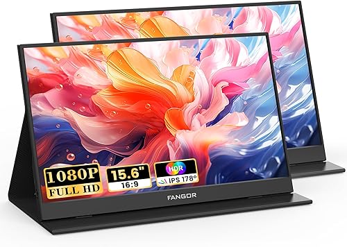 Miniatura 10 de FANGOR Monitor portátil, monitor de viaje FHD 1080P de 15.6 pulgadas para laptop, pantalla ultra delgada HDR IPS para videojuegos, extensor de