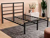 CAMA CASAL CRISTAL FERRO/AÇO COM 3 BARRAS P/ATE 250 KG -SUPER REFORÇADA - HOTEL -POUSADA - PRETO