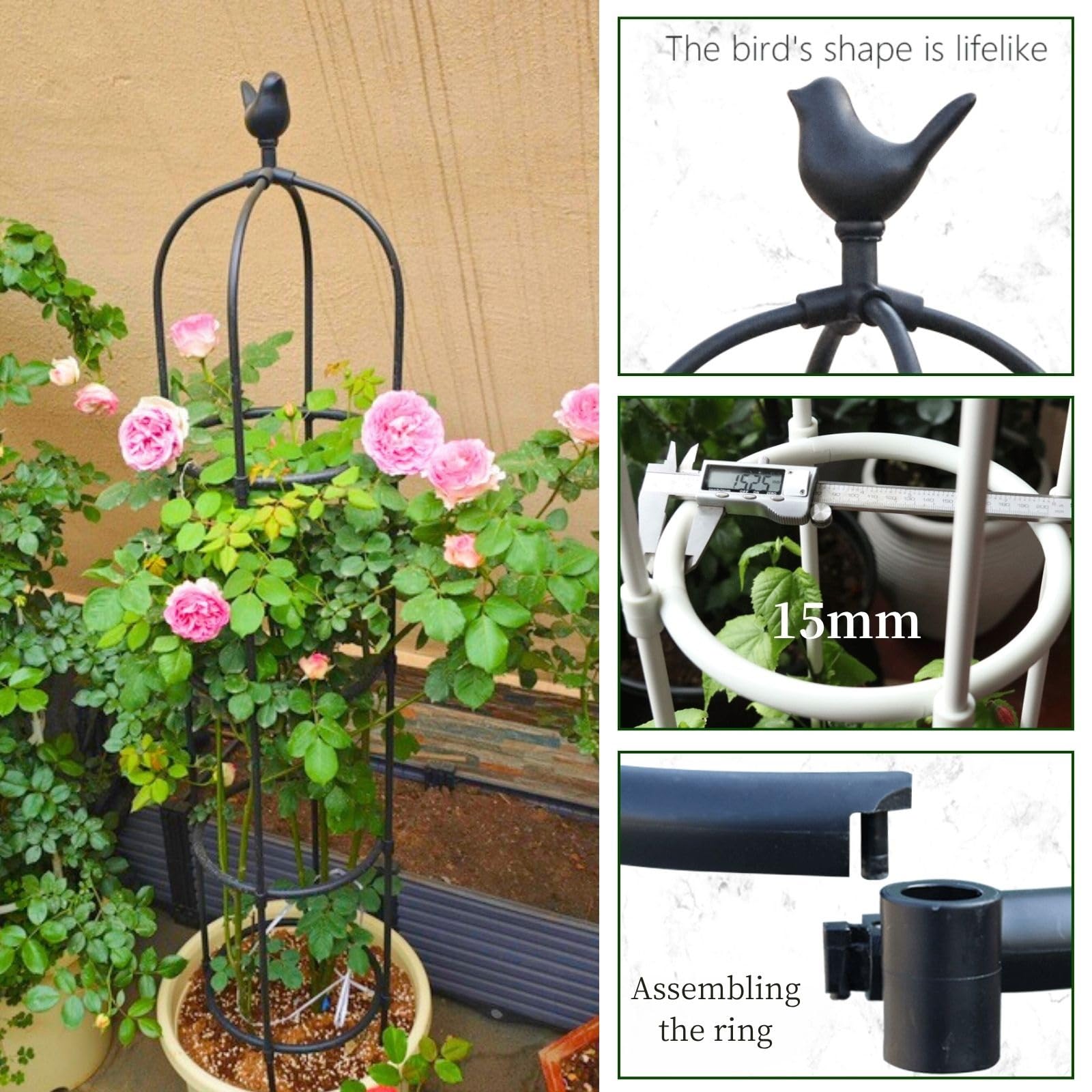Genérico Enrejado de Pepino Soporte de Enrejado de Plantas para Verduras, 125 175 205cm Soporte de Plantas Jardinería de Jaula para Flores en Maceta, Vides Trepadoras(White,40 x 165cm/15.7 x 65in)