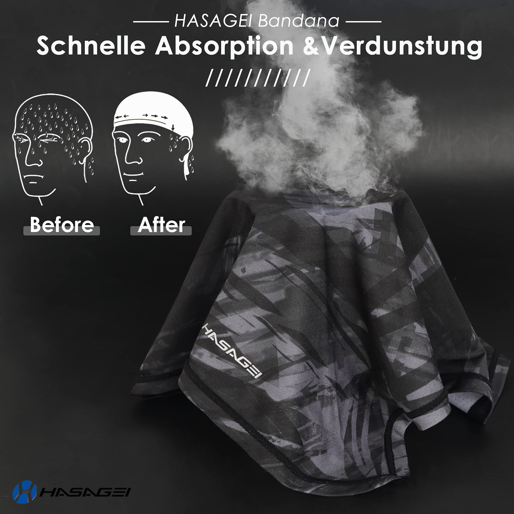 HASAGEI Bandana Transpirable De Secado Rápido - Pañuelo Cara Elástico Para Hombre - Durag Deportivo