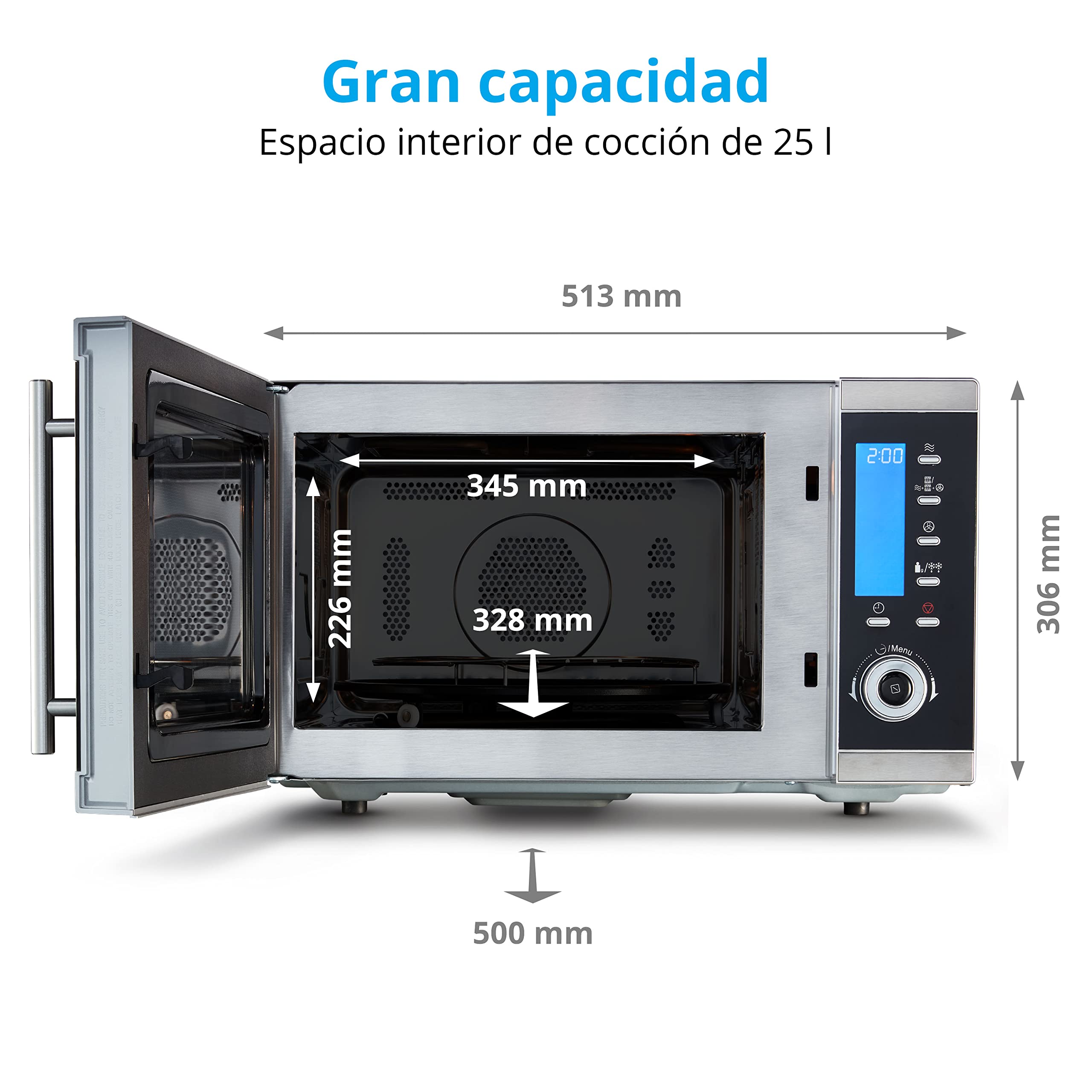 MEDION Microondas MD 15501 4 en 1, microondas con grill de 25 L de espacio interior de cocción y 10 programas automáticos, combinación de microondas, horno y doble grill