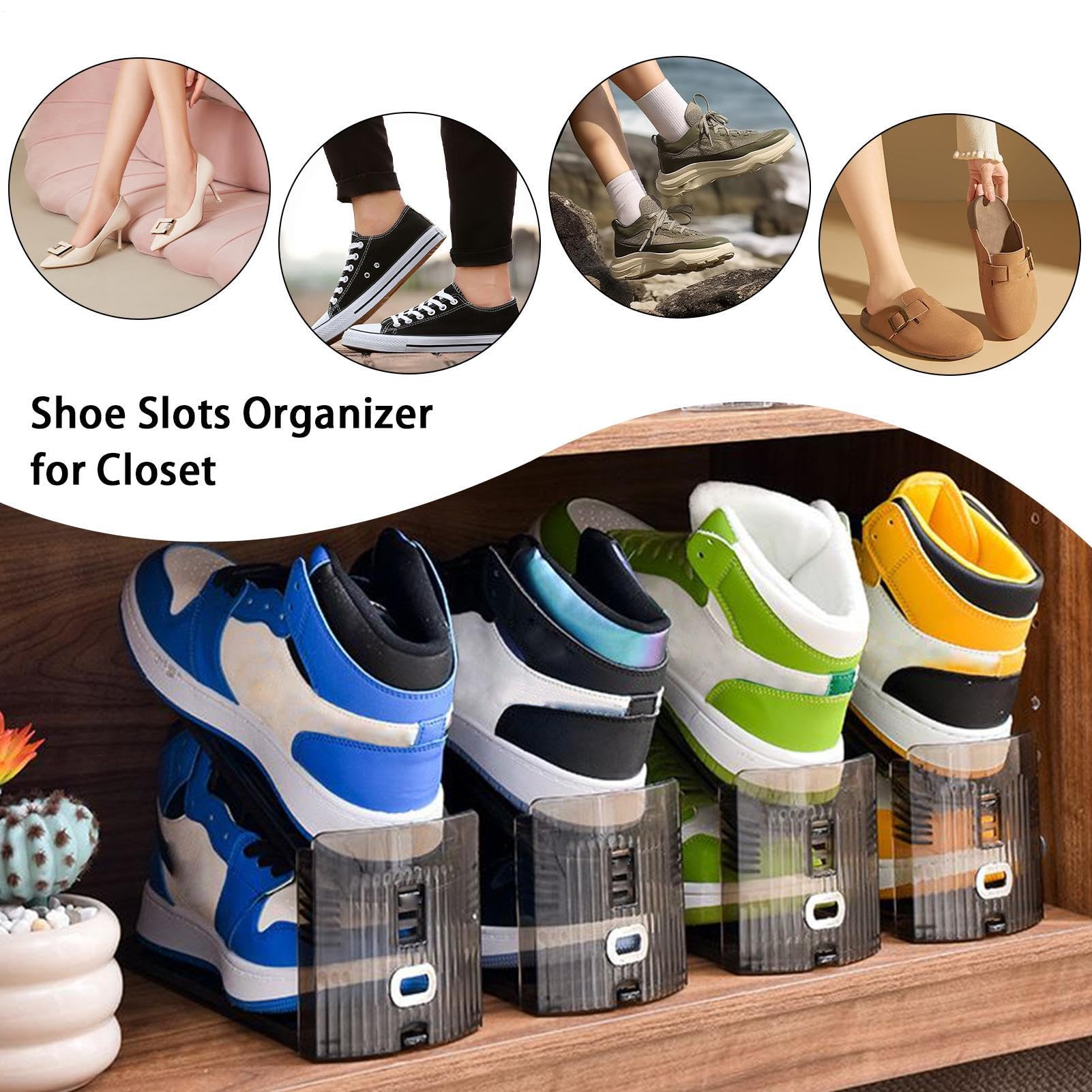 Zapatero - Juego de 6 Organizadores de Calzado, Resistente, Antideslizante y Regulable, Diseño Compacto y Apilable | Perfecto Para Hogar, Oficina, Apartamento o Vestidor