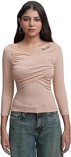 tokyo talkies Women's Round Neck Full Sleeve Regular Top with Wrap Gather | Stylish & Comfortable | Perfect for Casual & Day Outings | Tops for Woman | Women Tops | Stylish Top-picture-36