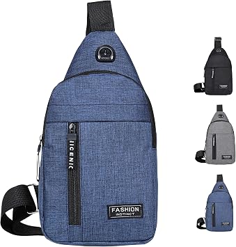 Waterproof Crossbody Sling Backpack with Convertible Strap for Travel, Hiking, Camping, Lightweight Chest Bag for Men, Women Blue
