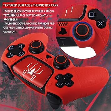 Non-Slip Silicone Cover for PS5 Controller with Thumbstick Caps * 2 & Sticker * 1 Scarlet Spider