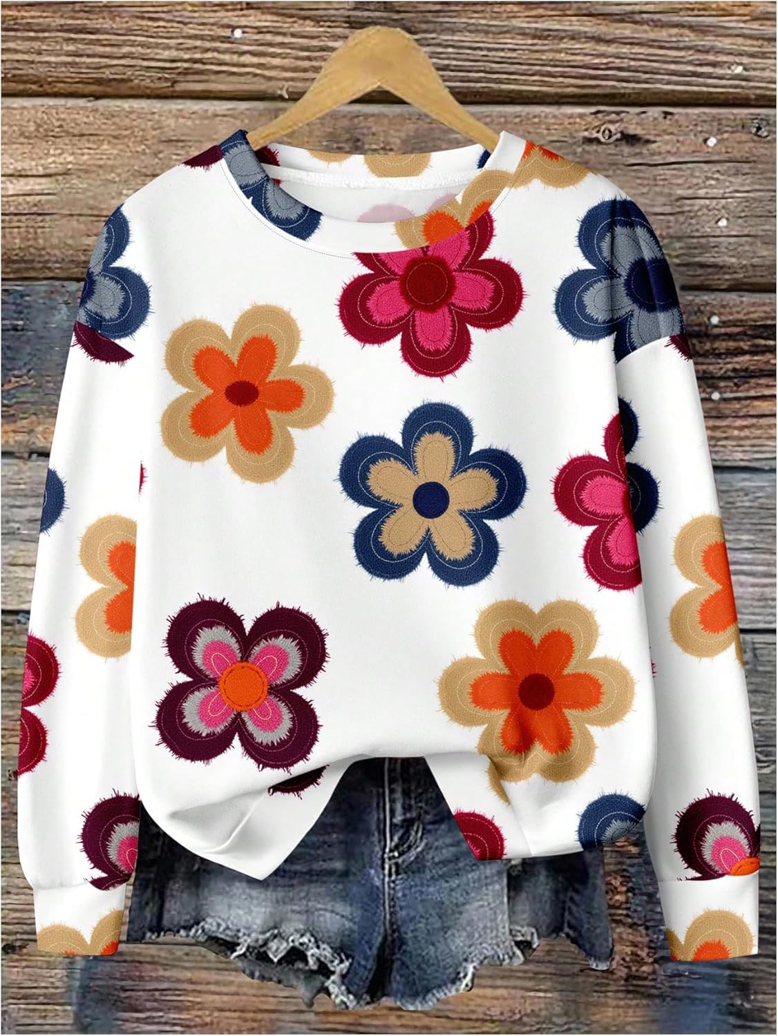 SOLY HUX Women's Plus Size Floral Sweatshirt Crew Neck Long Sleeve Pullover Tops Casual Fall Clothes - Image 4