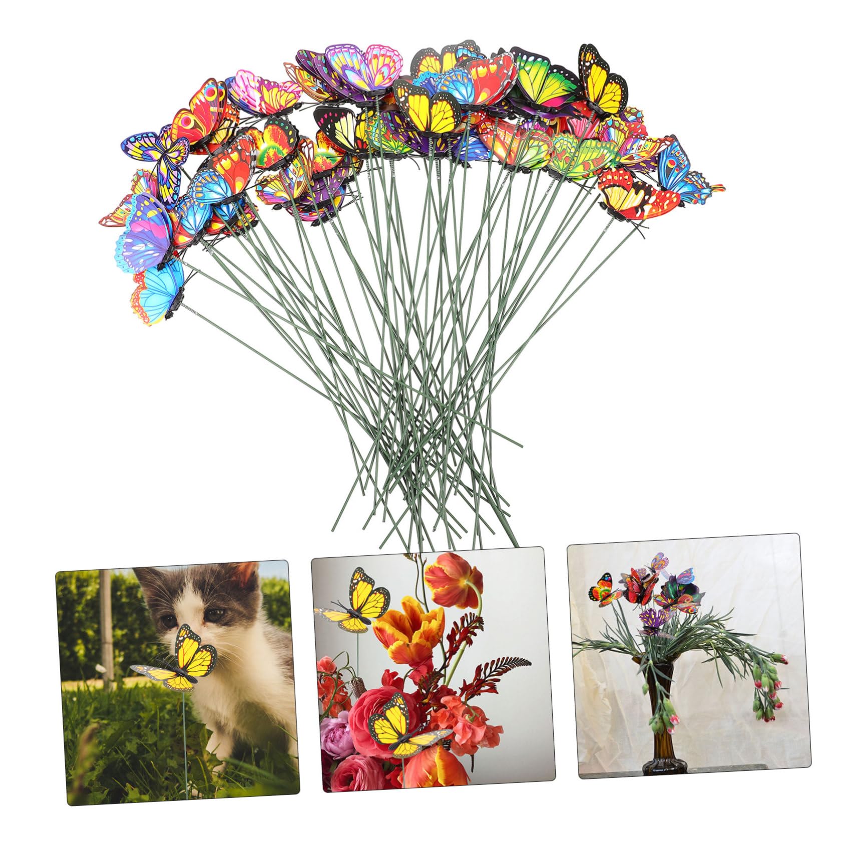 BESTonZON 3 Sätze Garten Schmetterlinge Deko Künstliche Schmetterlinge Mit Stab Für Innen Und Außendekoration Lebendige Farben Vielseitige Anwendung Für Feiern 50 Stück * 3