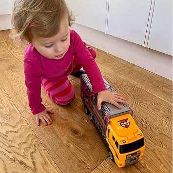 Teamsterz Construction Transporter Vehicle Playset | Construction Car, Lorry And Construction Truck Toys | Indoor And Outdoor Sandpit Toys | Toy Car Launcher | Cars Storage And Ramp | Ages 3+