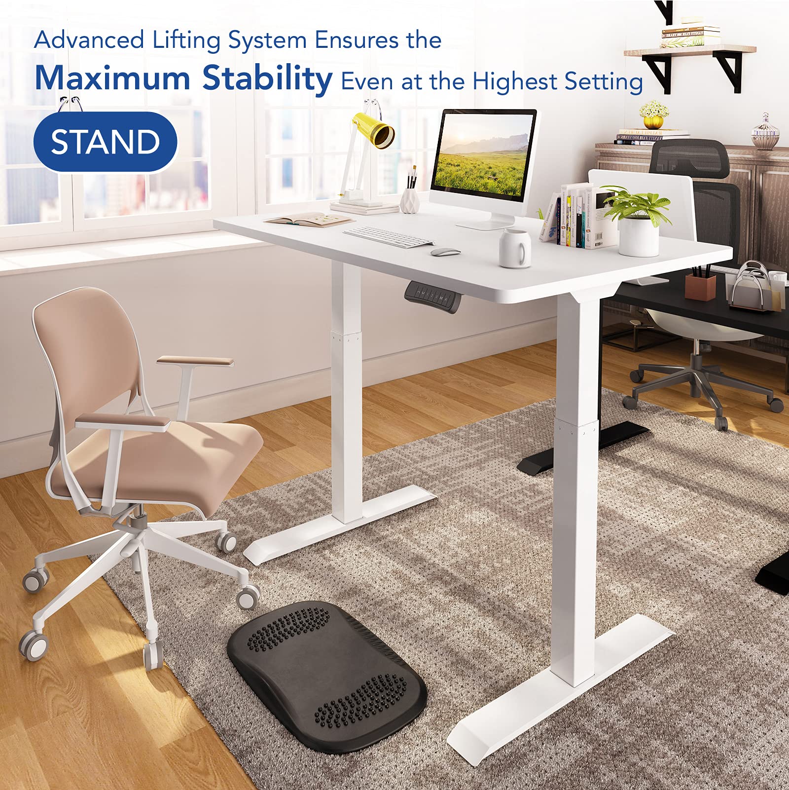 FlexiSpot EC3 Dual Motor Electric Standing Desk 48x30 Inch Seamless Solid Slab Stand Up Desk
