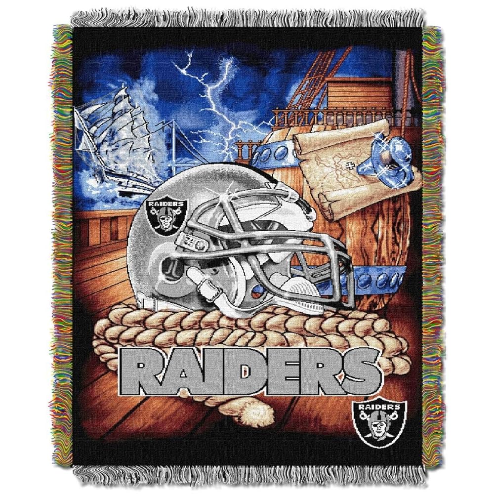 Northwest NFL Las Vegas Raiders Home Field Advantage Woven Tapestry Wall Hanging, 48 x 60 Inches, Officially Licensed, Decorative Fringes