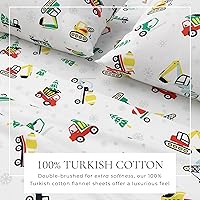 Vista 30 de Great Bay Home Christmas Flannel Sheet Set Full Size - 100% Turkish Cotton, Double-Brushed, Winter Bed Sheets - Ultra-Soft, Cozy, 4-Piece Holiday