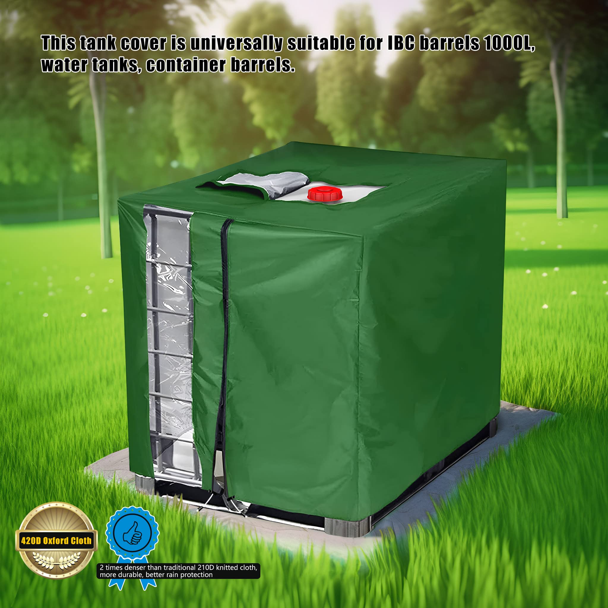 Couverture de réservoir IBC, Mise à Niveau de la bâche de Couverture 420D IBC pour réservoir d'eau 1000L / IBC Container Couverture de réservoir IBC de Protection Anti-UV