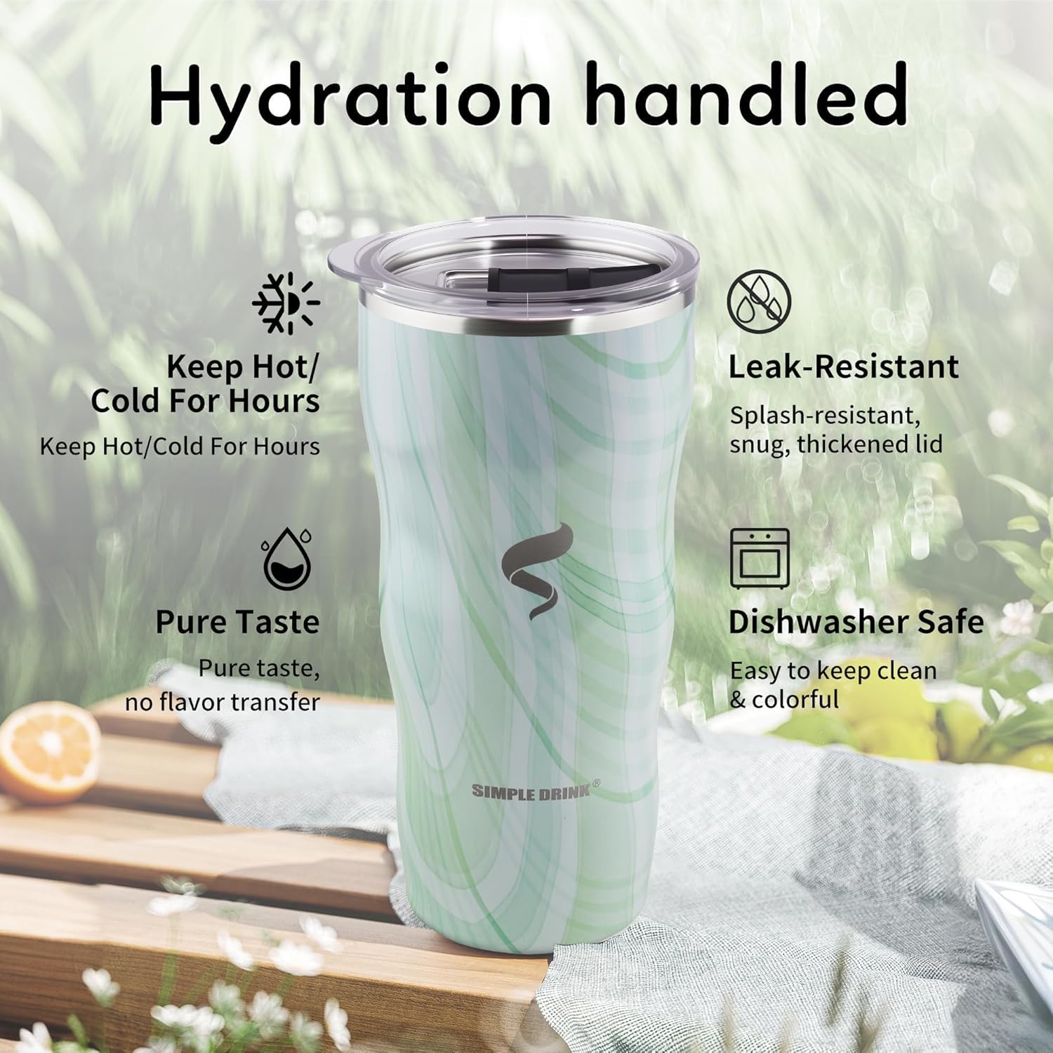 20Oz Insulated Tumbler With Straw And Lid, Stainless Steel Coffee Cup, Double Wall Vacuum Travel Mug,​​Spill proof Iced Coffee Tumbler,Outside Use, Jelly Green - Image 3