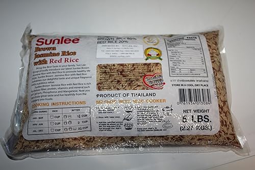Miniatura 2 de Arroz de jazmín integral con arroz rojo de Sunlee 5 libras cada bolsa