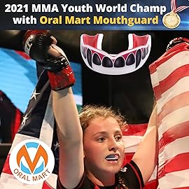 Oral Mart White/Red Youth Black Vampire Fangs Mouth Guard for Kids - Youth Mouthguard for Karate, Football, Martial Arts, Taekwondo, Boxing, Rugby, BJJ, Muay Thai, Soccer, Hockey (with Free Case)