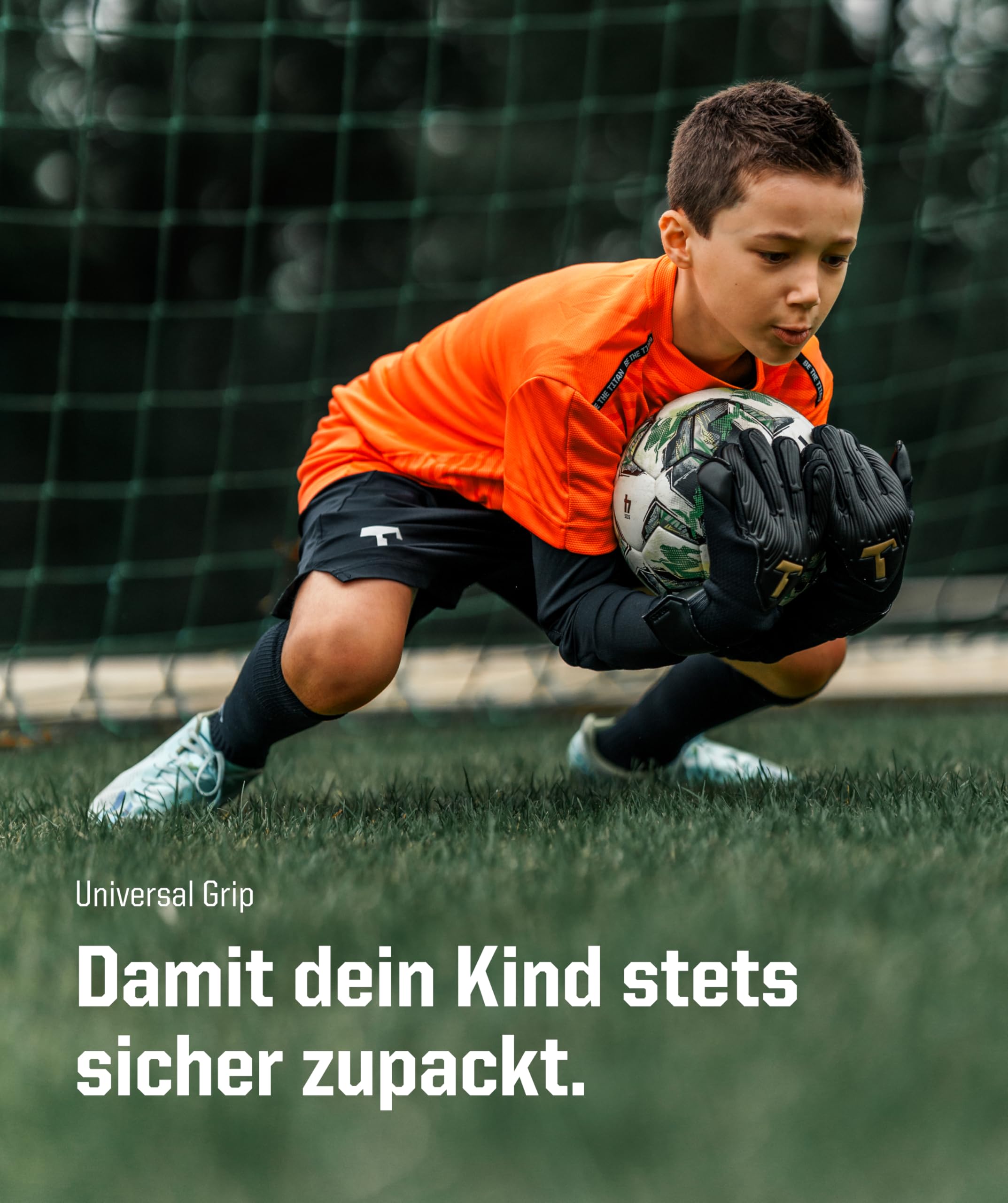 T1TAN Torwarthandschuhe Kinder Rebel Junior, Größe 4-6, Tormannhandschuhe Jungen, Torhüterhandschuhe Mädchen, Fußball Torwart Handschuhe 6-11 Jahre