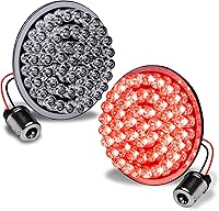 Vista 9 de TRUE MODS 2" 1156 Luz trasera LED anaranjada de señal de giro para Harley Davidson [Juego de par] [Acabado negro] [Estilo bala] Para Harley