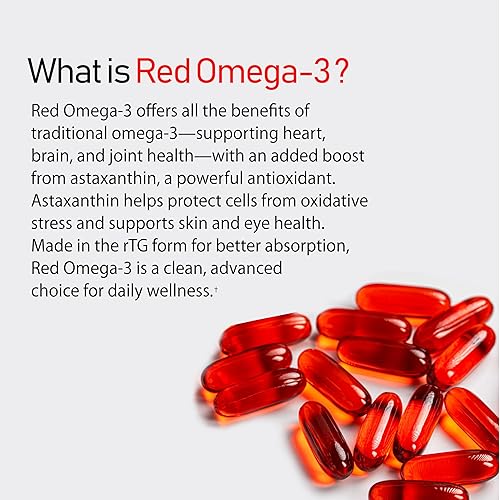 Miniatura 3 de NANOWELL Omega-3 rojo con astaxantina, DHA y EPA - Apoyo inmunológico, aceite de pescado - 60 cápsulas blandas x 1 caja (60 unidades)