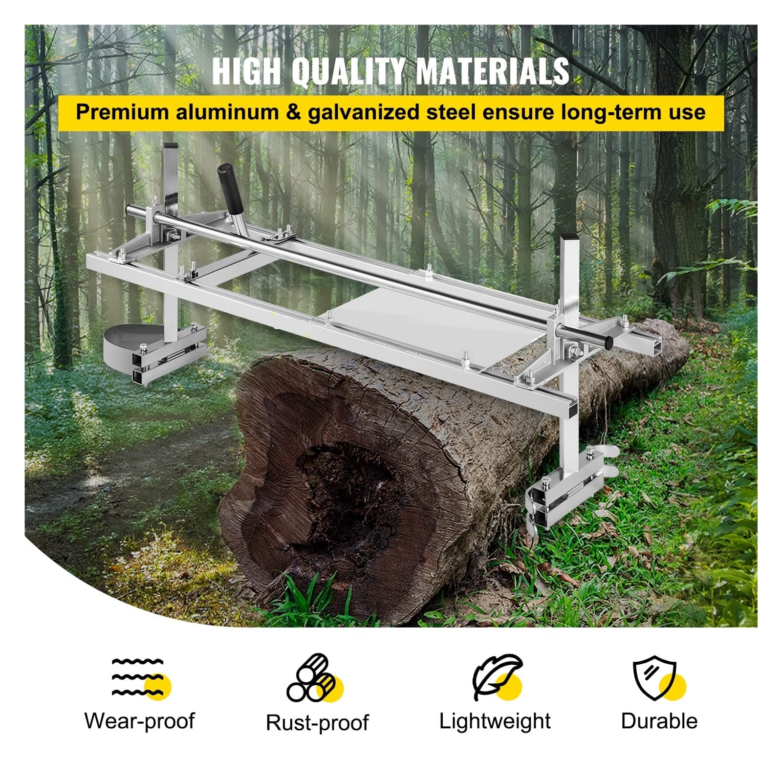 Molino de motosierra Fresado de tablones 24 36 48 pulgadas Barra de guía Herramientas de corte de madera Molino de sierra de cadena de acero de aluminio portátil(14-24 Inch)