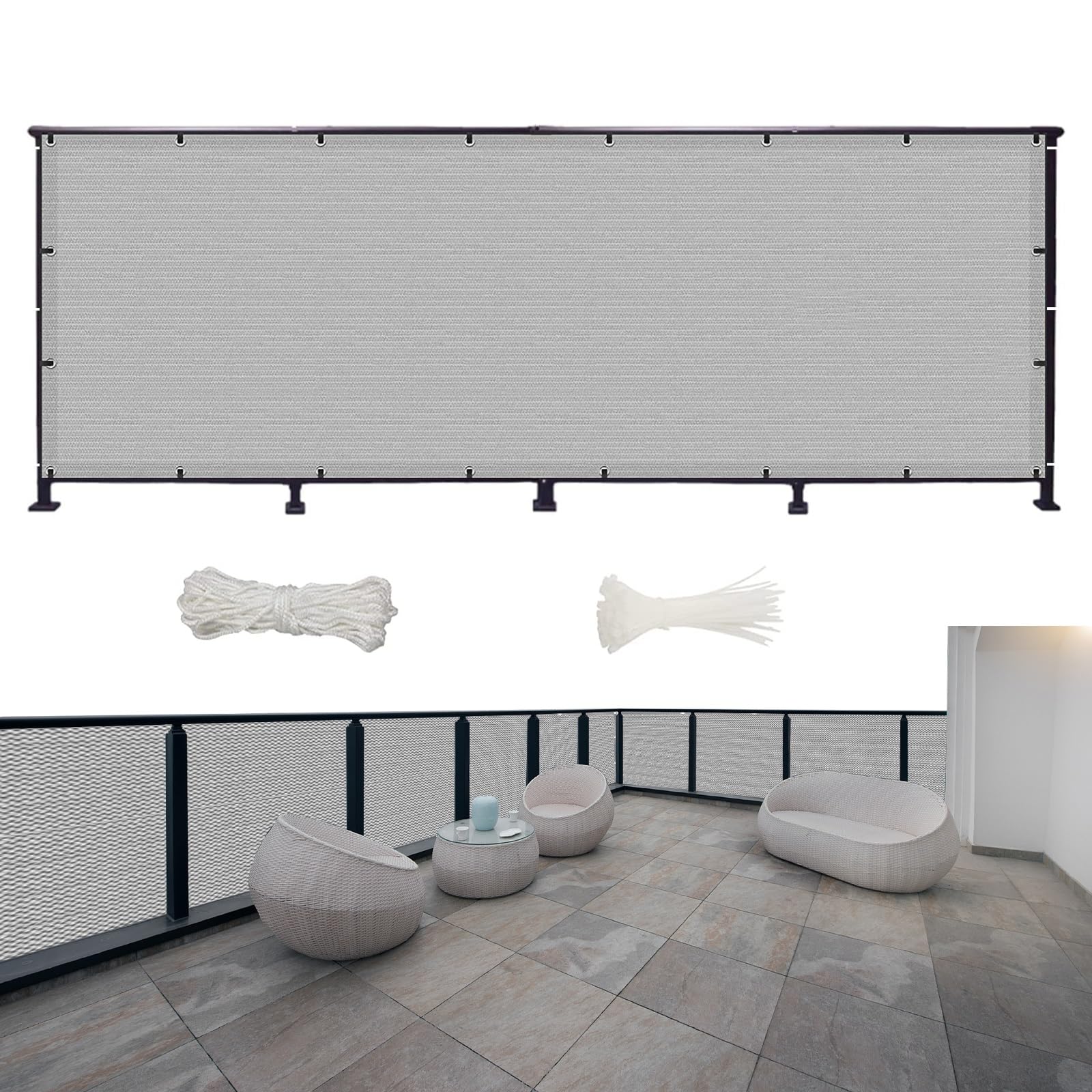GJZQDKX Multi Color Opaque Balcony Cover 850x155 cm Canopy with Cable Ties & Cord for Yard Patio & Wall Protection Weather Resistant Outdoor Shade Solution