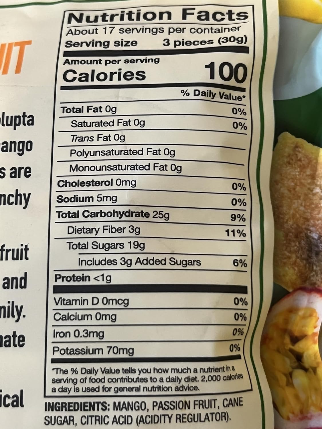 Nutrition by Nature Mango Passion Fruit Squares, Chewy and Crunchy, Real Fruit, Plant-Based, Gluten Free, Non-GMO, Individually Wrapped, 18 oz (Pack of 1)